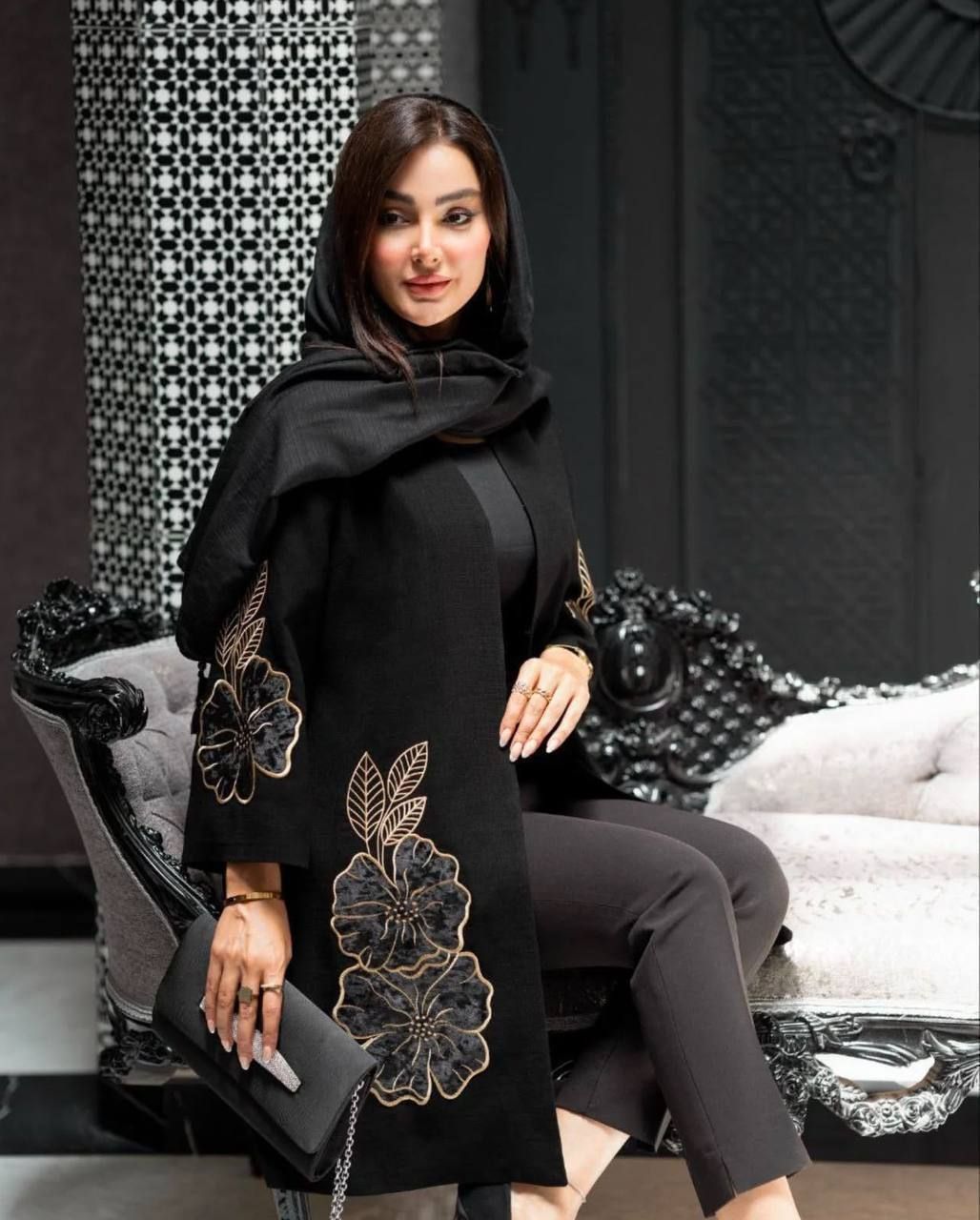 مانتو کتی مخمل گلدوزی شده